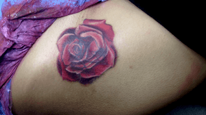ARTIST : Shay Queen, Nouvelle-Caledonia.                      #coveruptattoo #rosestattoo #redrose