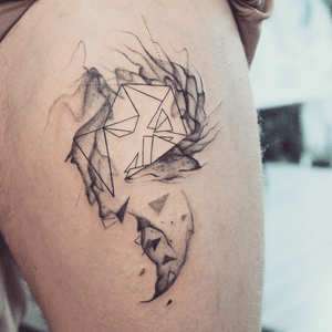 Geometric fox tattoo - Tattoo Chiang Mai #fox #geometrictattoo #lines #smoke #triangle #spirit #ChiangMai #thailand #Tattoodo #blxckink #blackworkers #tattooculture #tattoochiangmai #tattooartistchiangmai 