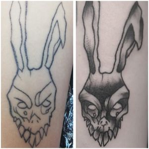 Donnie Darko Rabbit left bad lines, right new lines and shadings 