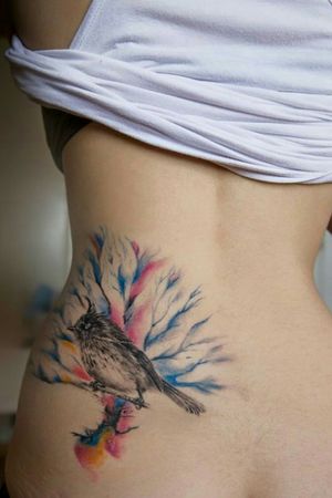 Sparrow and tree tattoo