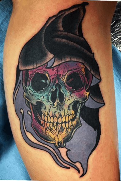 Oldie!! Tripped out reaper from back in 2016 !! For old and new work go seek me out on Instagram @wiszowaty_tattoos !!! #reaper #neotraditional #traditional #trippy #skull #death #grimreaper #psychedelic 