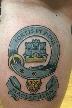 Scottish clan badge, rear right calf