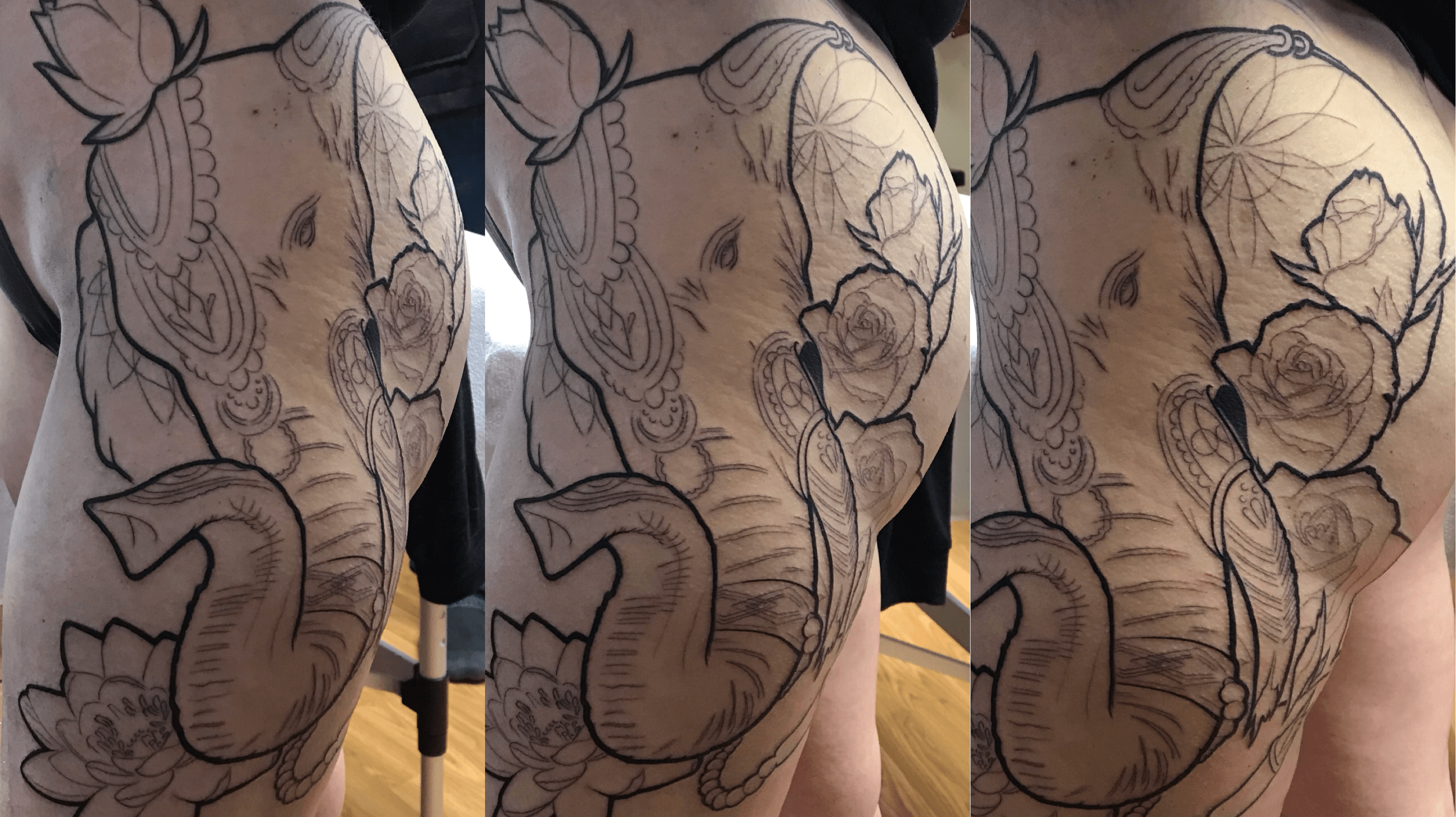 ICONYX tattoo on Twitter Elephant and flowers thigh design tattooed  yesterday  elephant elephanttattoo flowers flowertattoo pink  purple jewels gems jeweltattoo thightattoo thightattoosforwomen  girlswithtattoos tattoosformen 