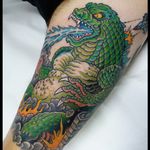 Godzilla tattoo #traditionaltattoo #neotraditional #romatattoo #tattooartist #Tattoodo #godzillatattoo #oldschool #colortattoo #monster #kaiju #Godzilla 