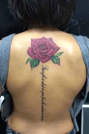 Crimson red rose done for a client in a single sitting , “Strenght is what we gain from the madness we survive “ 