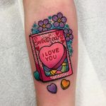 Tattoo by Roberto Euan #RobertoEuan #valentinesdaytattoos #valentinestattoos #valentinesday #valentines #love #hearts #candy #flowers #color #neotraditional