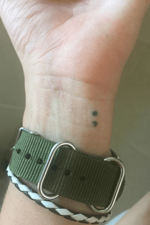 small semicolon tattoo done by me when i was about 16
