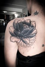 #lotus #coverup on the shoulder #blackandgrey 