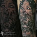 #skull #girl #tattoo #tatuaje #blackandgrey #realistic #realistictattoos #tattooartist #tattooartistmagazine #besttattoos #chile #chileantattoo #chiletattoo #horror #horrortattoo 