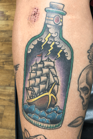 Clipper ship in a bottle on one of my dear clients who passed away the beginning of this year, rest in peace Cj