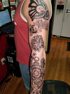 Start of a sleeve. His first tat. 