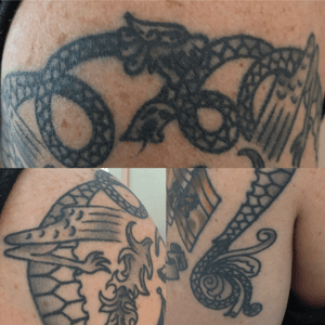 The viking dragon #norway #tattoo #blekk #timbertattoo #inked #tatooart #tattoos #tattoo #ink #traditionaltattoo #norwegiantattoo  #vikingtattoo #dragontattoo #mctattoo #hopstattoo #beertattoo #wwII #blood #pain 