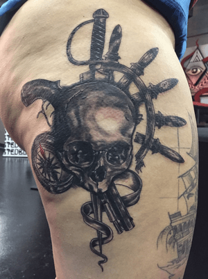 Its a pirates life for me, thanks for looking #pirate #skull #compass #Intenzetattooink #fkirons #allegoryink