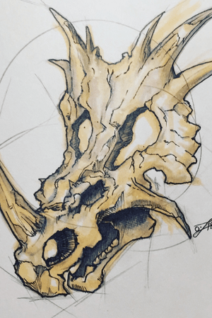 Dino Skull Sketch tattoo idea