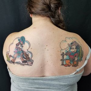 Rodeo Mickey and Minnie ( Minnie is fresh, Mickey is completely healed)