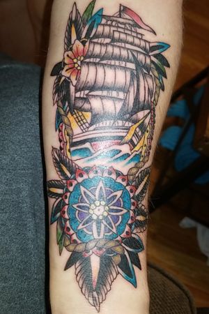 American Traditional Boat Tattoo