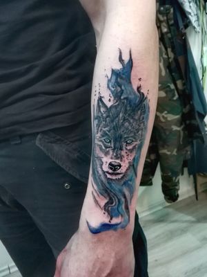 Wolfie#tattoo #ink #justinkaboutit #justinkstudio #tatts #wolftattoo #wolf #armtattoo #mantattoos 