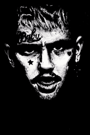 Lil Peep Design; done on 190g/m2 DIN-A3 paper and black oil paint. By: Anna Loyo (Me)