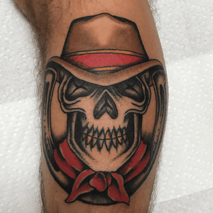 Nothing new here. Some concepts are timeless. #skull #southwestern #cowboy #traditional #traditionaltattoo 