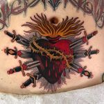 Tattoo by Matt Adamson #MattAdamson #KingsAvenueTattoo #neotraditional #sacredheart #mashup #color