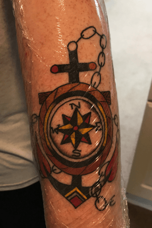 8th tattoo, old school traditional anchor 