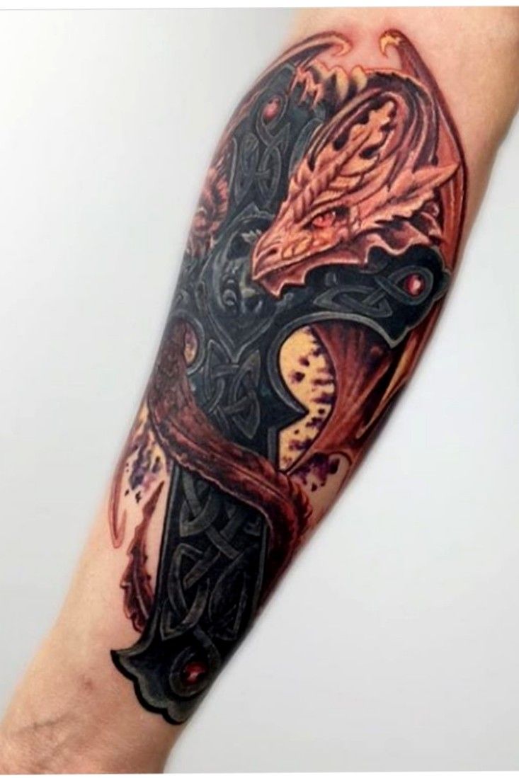Dragon Cross tattoo by quickdraw on DeviantArt