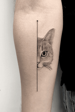 “Half cat” - MORE ON MY INSTAGRAM:  _mfox                     #art #tattoo #cat #geometric #tattoos #tattooart #blackandgrey #blackwork #blackworktattoo #fineline #dotwork #linework #italy 