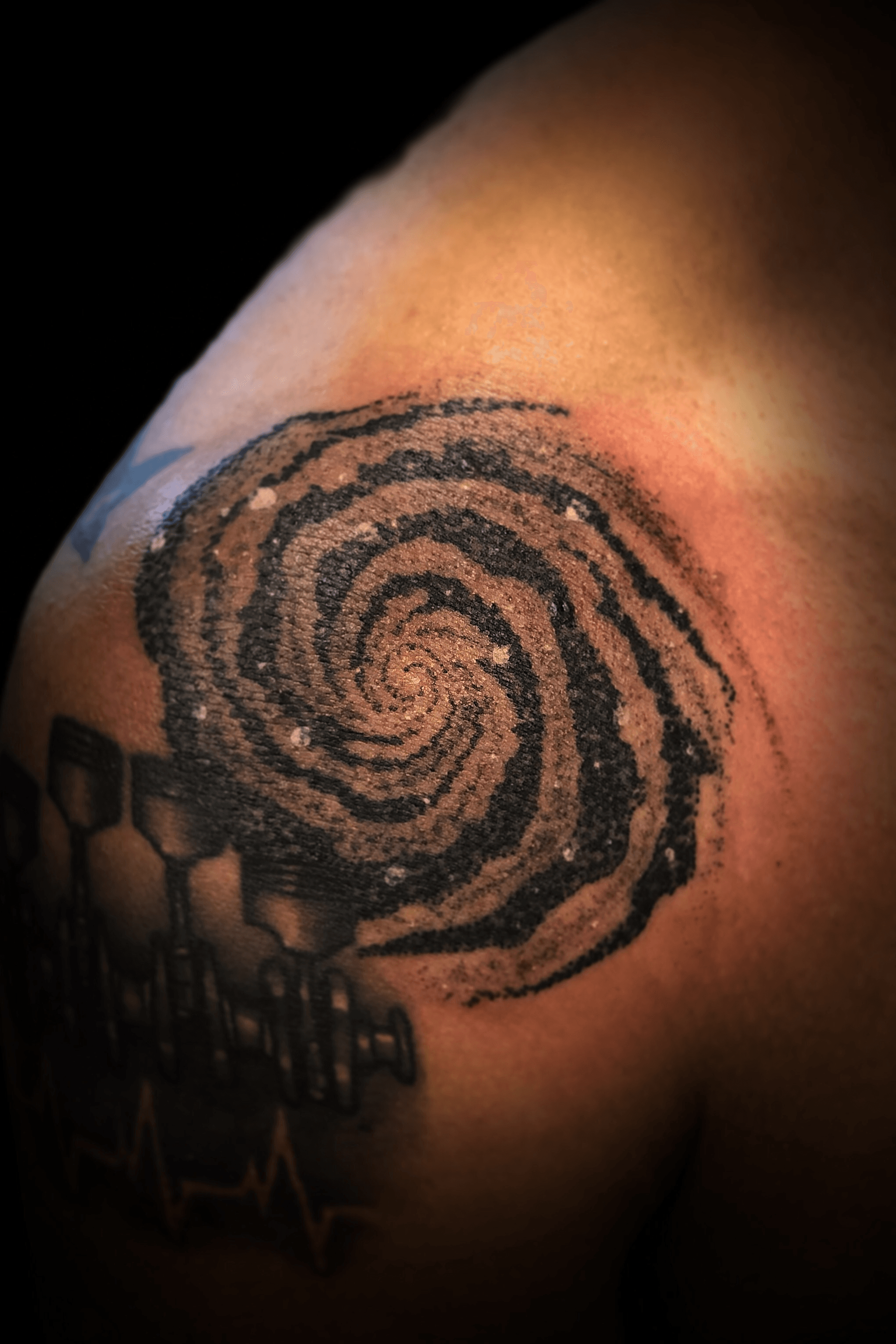 Swirl Flower And Stars Tattoo Design