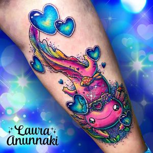 Tattoo by Laura Anunakki #LauraAnunnaki #axolotltattoos #axolotl #animal #nature #amphibian #walkingfish #oceanlife #oceancreature