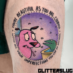 Courage the cowardly dog thigh piece, super fun! More 90s cartoons please!