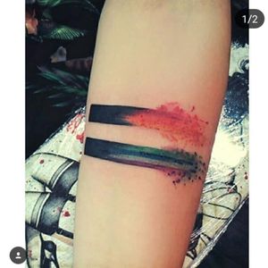 My fifth tattoo, a custom design the artist and I put together. The general black is for human equality, the rainbow watercolor is for LGBT inclusivity, promoting love and acceptance for everyone.