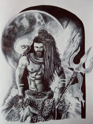 Lord Shiva pen drawing sketch