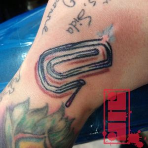 Paperclip tattoo on hand...Thanks for looking