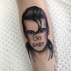 Tattoo by Jeremy D #JeremyD #crybabytattoo #crybaby #crying #feelings #sadgirl #tears #heartbreak