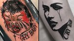 Tattoo on the left by Renemvrie and tattoo on the right by Lluis M aka blvckmoontattoo #LluisM #blvckmoontattoo #Renemvrie #crybabytattoo #crybaby #crying #feelings #sadgirl #tears #heartbreak
