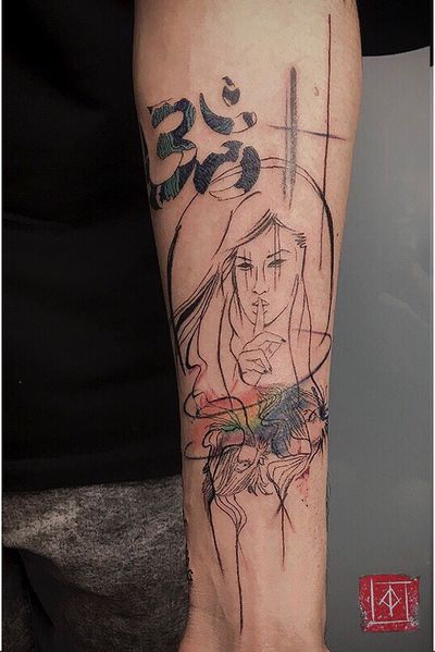 Patriziapozotattoo@gmail.com #fineline #girltattoo #om #omtattoo #colortattoo #orientaltattoo 