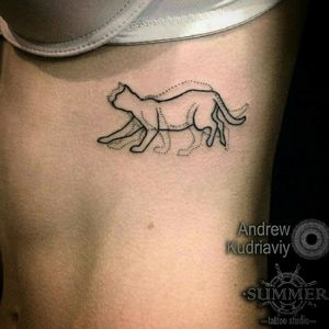 █ Find a cat on this picture █ ▪ Minimalistic line work silhouette cat tattoo for girls