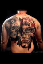 Guivy - Art For Sinners - Geneva #switzerland #swisstattoo #geneve #guivy #geneva #tattoo #catrina #backpiece #realism #trashpolka #portrait #skull #skulltattoo #tatouage #santamuerte 