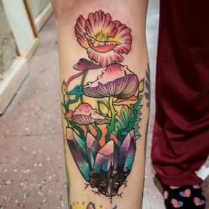 Floral piece from @alfonsoharte at mechanical rose tattoo studio