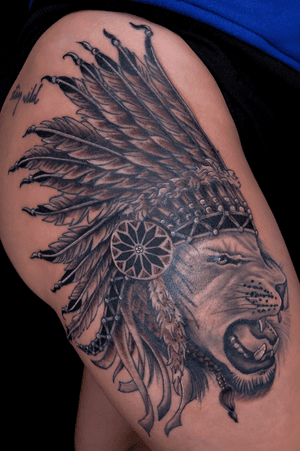 Black and Gray Lion
