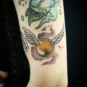 █ Snitch is so Snitch █ ▪ Color Line work Dot work Harry Potter Snitch Tattoo