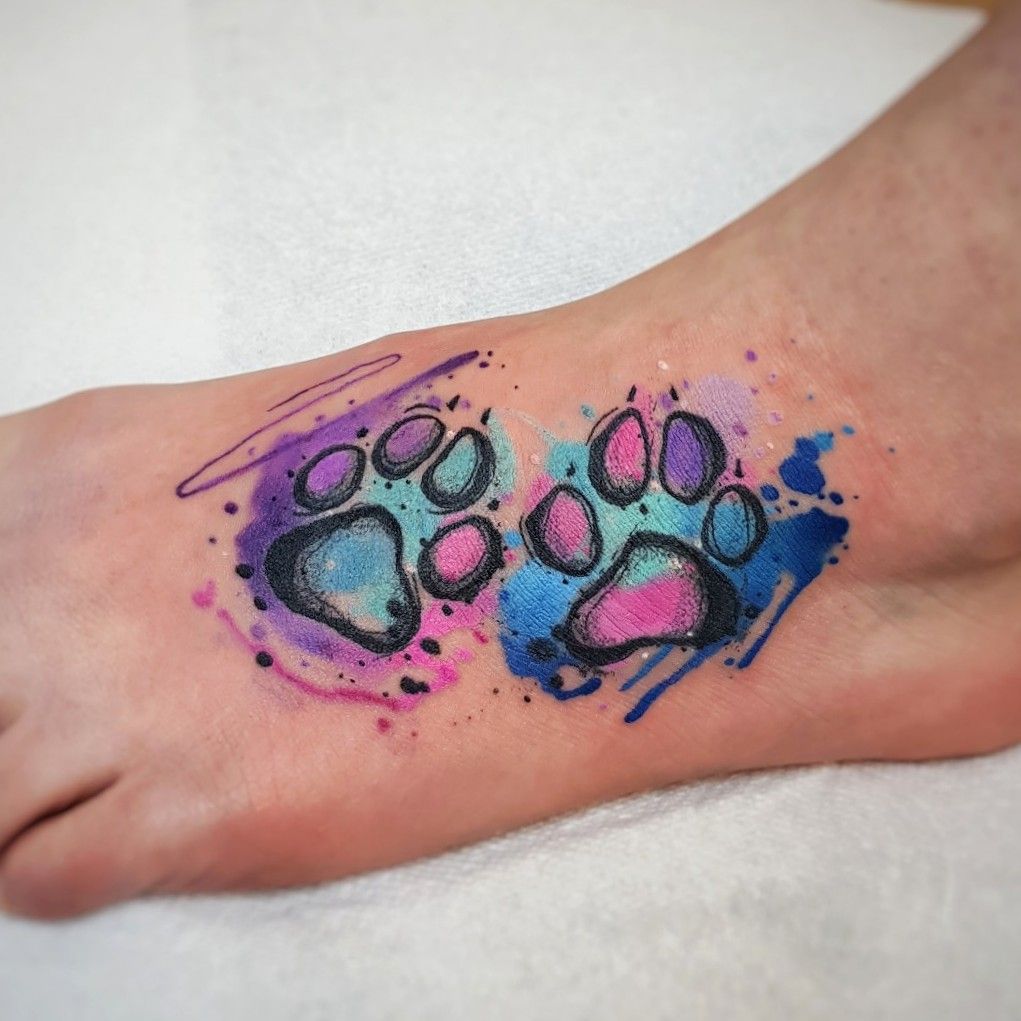 Bot At lyve Observatory Tattoo uploaded by Roman Watercolour Tattoo • Dog paws • 873237 • Tattoodo