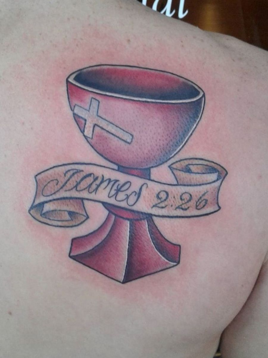 Tattoo uploaded by Gray • Disciple of Christ chalice with James 226