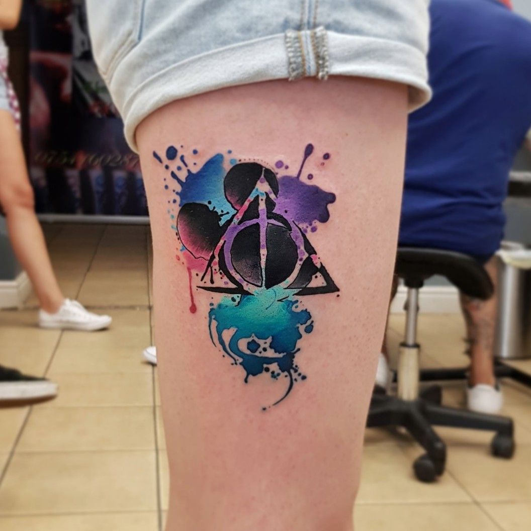 Watercolor Color Harry Potter tattoo by Lacey McClellan  HH Las Vegas  tattoo artist