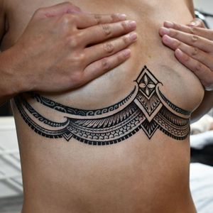 Tattoo uploaded by Raymond Scarborough • Mixed tribal Polynesian ladies  piece mid chest • Tattoodo