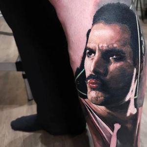 Tattoo by Jimmy Johnsson #JimmyJohnsson #queentattoos #queen #freddymercurytattoo #freddymercury #bohemianrhapsody #rockandroll #musictattoo #color #realism #realistic