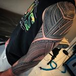 Full shoulder to forearm sleeve. Samoan tribal design 