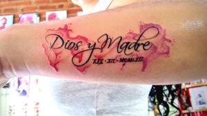 Lettering with watercolor tattoo by artist: Andrew Marrugo (@Drewm_tattoo) #letrastattoo #colortattoo #watercolortattoos #DiosyMadre #tattodoo #Tattoodo #ezpen #ezcartridges #calicolombia #tatuadorescolombianos #tatuadoresdecali #scriptinspiration #tattooworkers #TattooWork #tattooaddict #tattooaddicts #tattooamazing #thebesttattoos #nicetattoo #artwork #ArtWorkRebels 