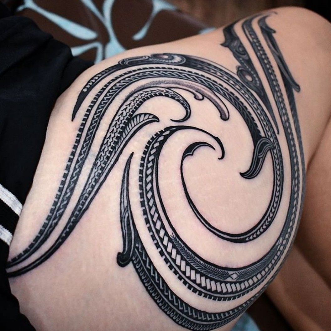 Tattoo uploaded by Raymond Scarborough  Ladies mixed Polynesian thigh and  glutes side tribal tattoo  Tattoodo