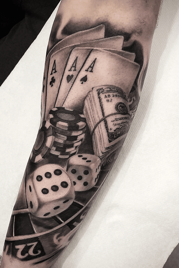 lifes a gamble  Card tattoo designs Playing card tattoos Hand tattoos  for guys